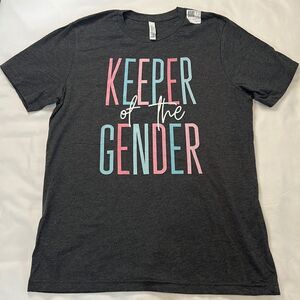 Keeper of the Gender Charcoal Grey Gender Reveal Party Graphic Tee Size Large